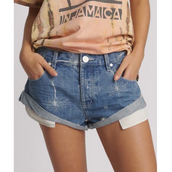 One Teaspoon Women's Malibu Blue Bandits Low Waist Denim Shorts Size 31